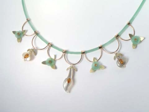 mother of pearl agate citrine pendant