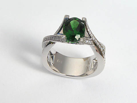 chrome tourmaline diamonds ring